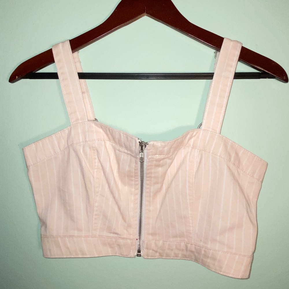 cropped pink Zipper shirt